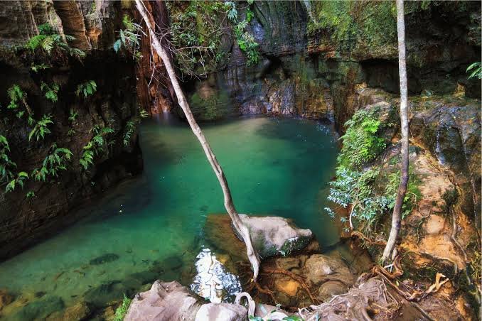 Crystal clear natural pool hidden in an Isalo valley