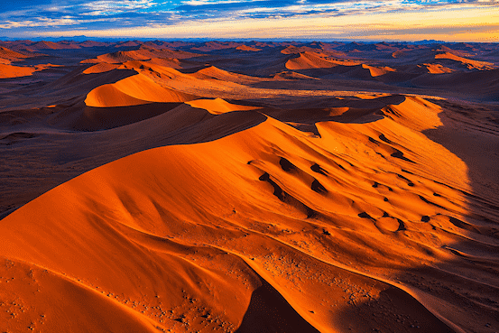Aerial view of the Namib dunes from a small plane