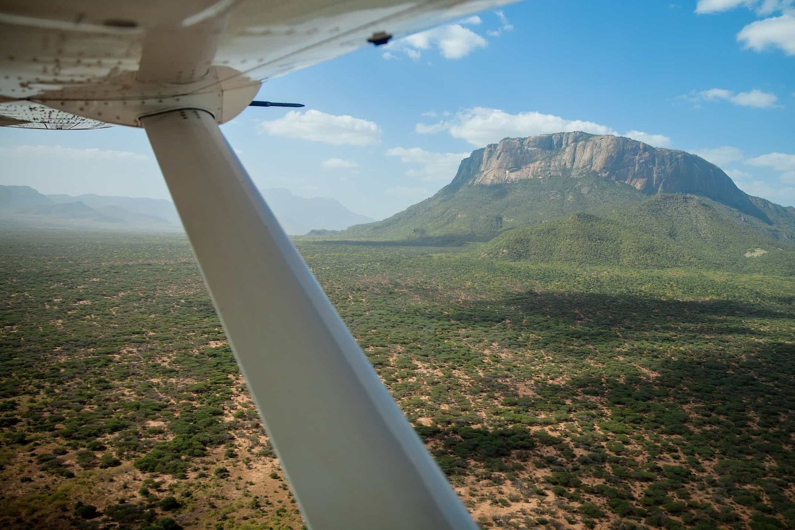 Aerial view of Samburu National Reserve landscape from safari flight