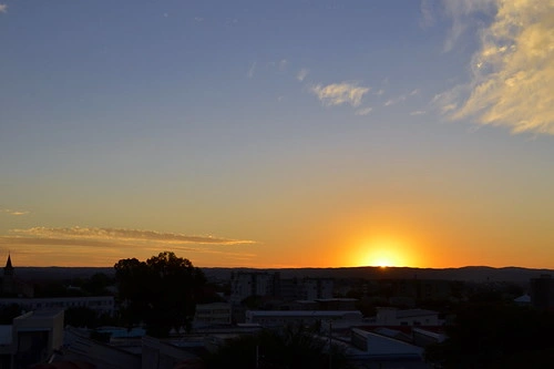 Sunrise over Windhoek and the surrounding hills, Namibia